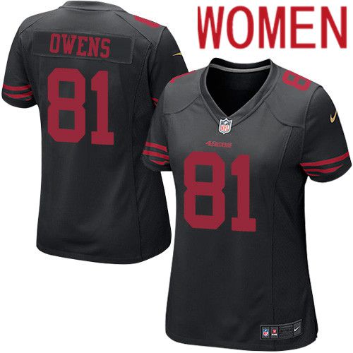 Women San Francisco 49ers #81 Terrell Owens Nike Black Game Player NFL Jersey->women nfl jersey->Women Jersey